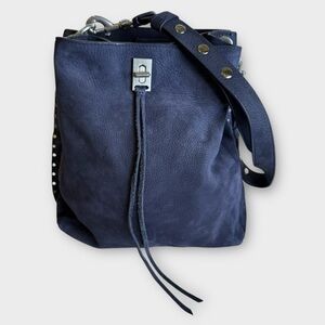 Rebecca Minkoff Suede Leather Darren Shoulder Bag in Navy Blue